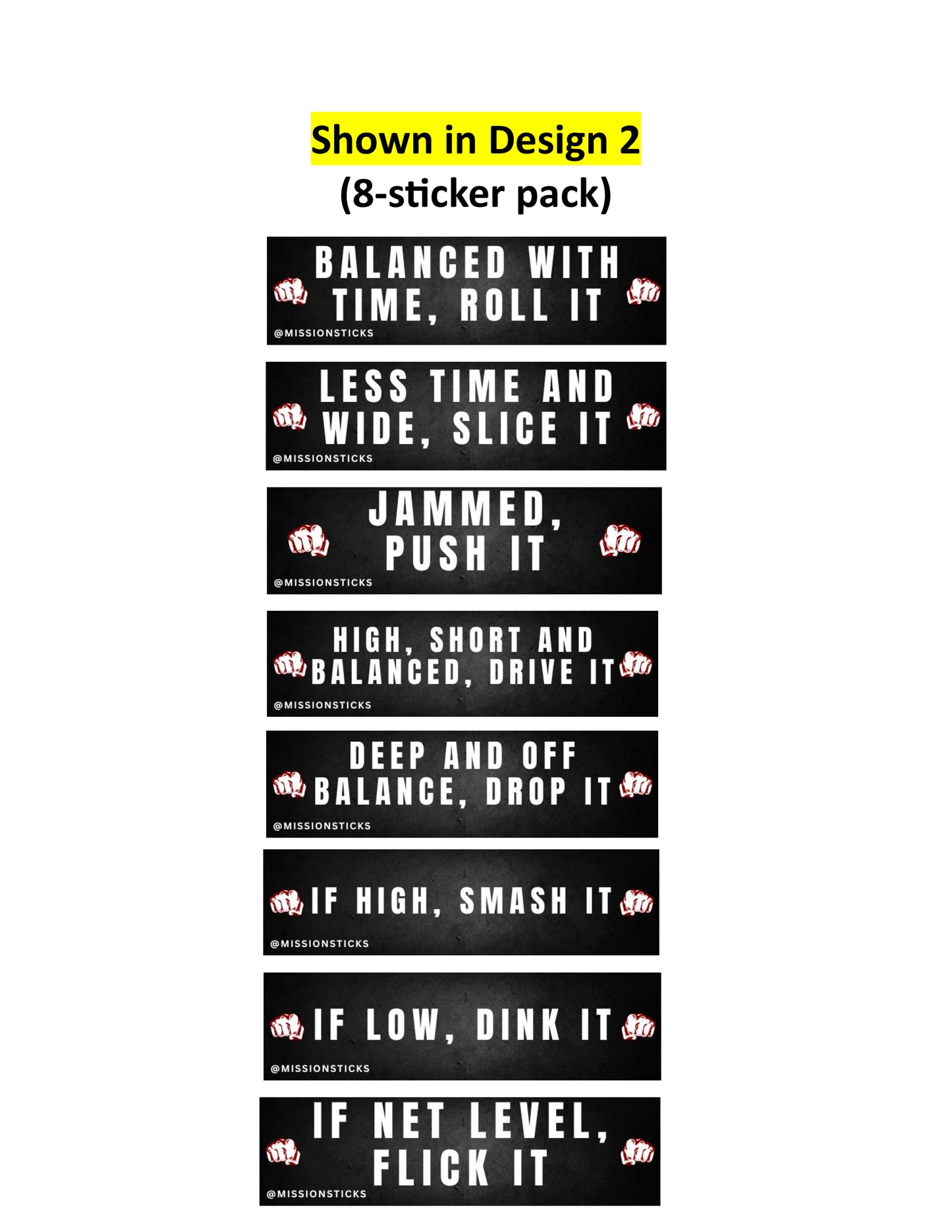 b. Shot Selection Cheat Sheet Pack (8 stickers)